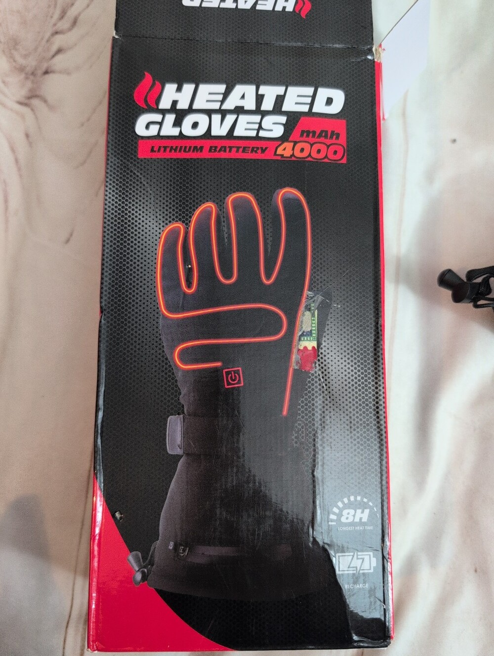 Heated Gloves Large 4000mAh Rechargeable 3M Thinsulate 3 Heat Settings Black - Picture 5 of 10